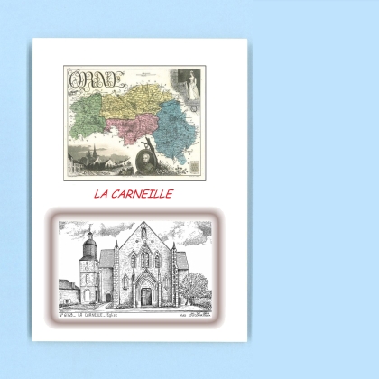 Cartes Postales impression Noir avec dpartement sur la ville de LA CARNEILLE Titre : eglise