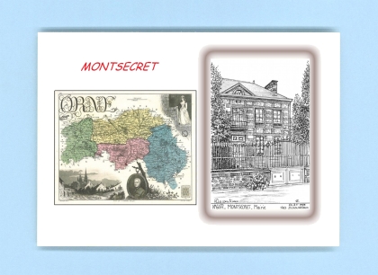Cartes Postales impression Noir avec dpartement sur la ville de MONTSECRET Titre : mairie