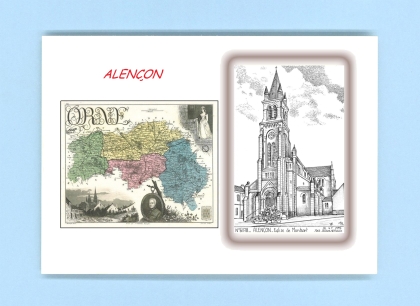 Cartes Postales impression Noir avec dpartement sur la ville de ALENCON Titre : eglise de monsort