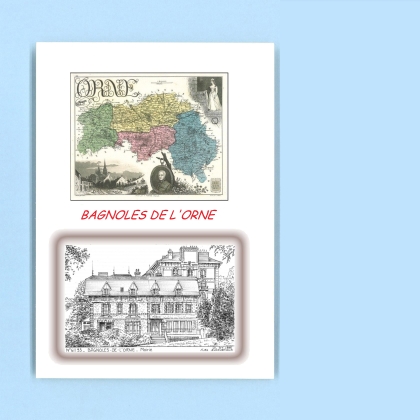 Cartes Postales impression Noir avec dpartement sur la ville de BAGNOLES DE L ORNE Titre : ancienne mairie
