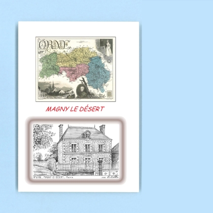 Cartes Postales impression Noir avec dpartement sur la ville de MAGNY LE DESERT Titre : mairie