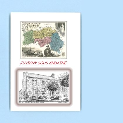 Cartes Postales impression Noir avec dpartement sur la ville de JUVIGNY SOUS ANDAINE Titre : mairie