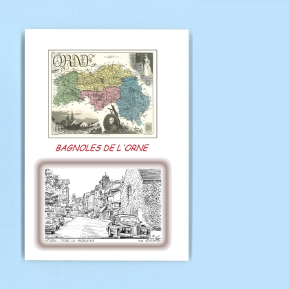 Cartes Postales impression Noir avec dpartement sur la ville de BAGNOLES DE L ORNE Titre : quartier bagnoleschateau
