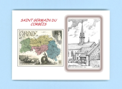 Cartes Postales impression Noir avec dpartement sur la ville de ST GERMAIN DU CORBEIS Titre : eglise