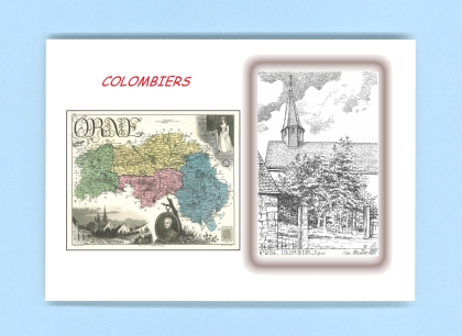 Cartes Postales impression Noir avec dpartement sur la ville de COLOMBIERS Titre : eglise