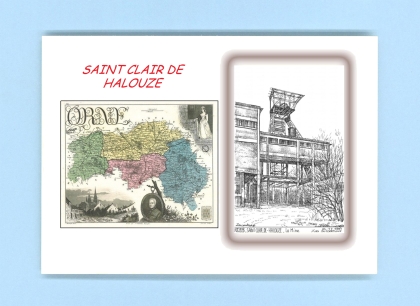 Cartes Postales impression Noir avec dpartement sur la ville de ST CLAIR DE HALOUZE Titre : la mine