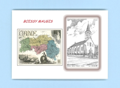 Cartes Postales impression Noir avec dpartement sur la ville de BOISSY MAUGIS Titre : eglise