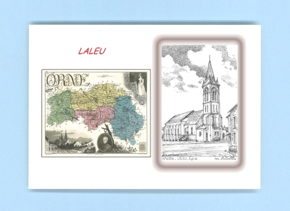 Cartes Postales impression Noir avec dpartement sur la ville de LALEU Titre : eglise