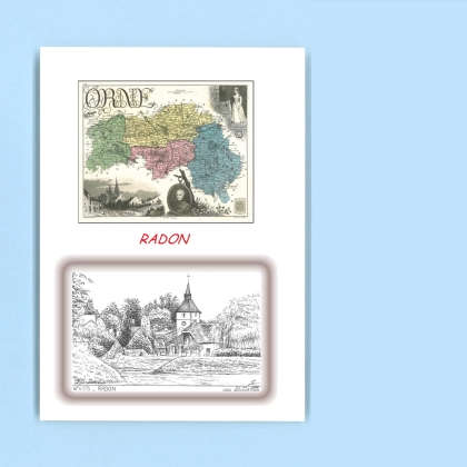 Cartes Postales impression Noir avec dpartement sur la ville de RADON Titre : vue