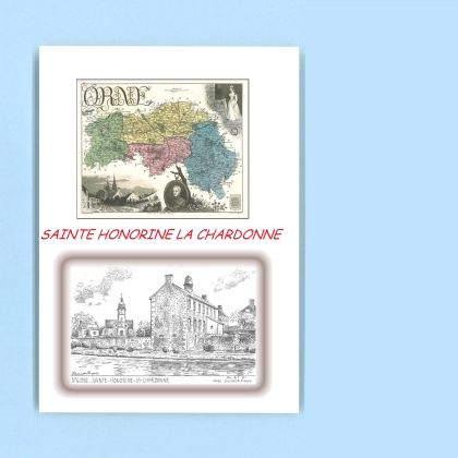 Cartes Postales impression Noir avec dpartement sur la ville de STE HONORINE LA CHARDONNE Titre : vue