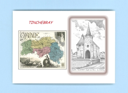 Cartes Postales impression Noir avec dpartement sur la ville de TINCHEBRAY Titre : chapelle st remy