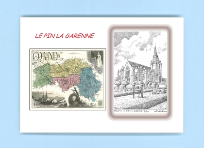 Cartes Postales impression Noir avec dpartement sur la ville de LE PIN LA GARENNE Titre : eglise