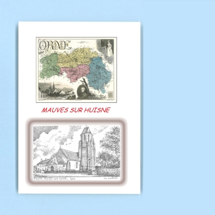 Cartes Postales impression Noir avec dpartement sur la ville de MAUVES SUR HUISNE Titre : eglise