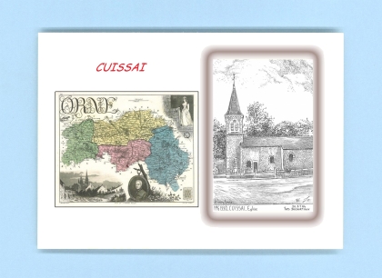 Cartes Postales impression Noir avec dpartement sur la ville de CUISSAI Titre : eglise