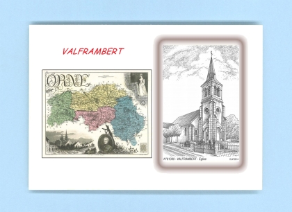 Cartes Postales impression Noir avec dpartement sur la ville de VALFRAMBERT Titre : eglise