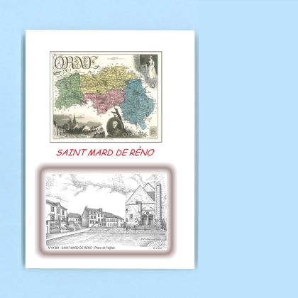 Cartes Postales impression Noir avec dpartement sur la ville de ST MARD DE RENO Titre : place de l eglise