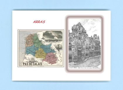Cartes Postales impression Noir avec dpartement sur la ville de ARRAS Titre : ancien hotel de ville
