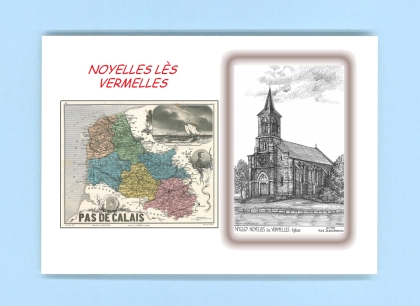 Cartes Postales impression Noir avec dpartement sur la ville de NOYELLES LES VERMELLES Titre : eglise