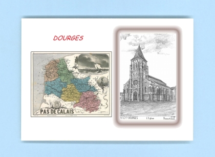 Cartes Postales impression Noir avec dpartement sur la ville de DOURGES Titre : eglise