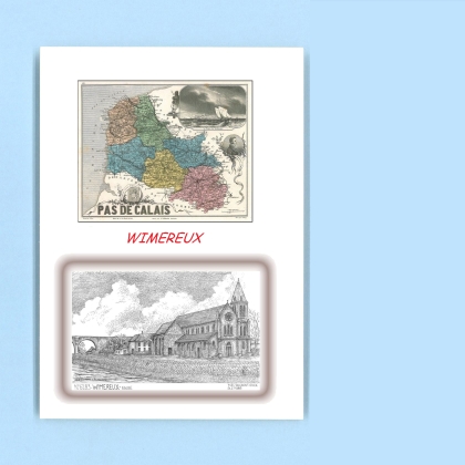 Cartes Postales impression Noir avec dpartement sur la ville de WIMEREUX Titre : eglise