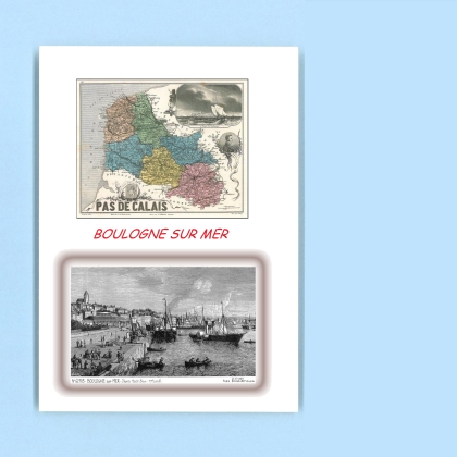 Cartes Postales impression Noir avec dpartement sur la ville de BOULOGNE SUR MER Titre : vue