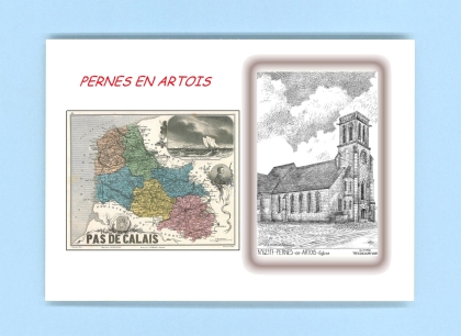 Cartes Postales impression Noir avec dpartement sur la ville de PERNES EN ARTOIS Titre : eglise
