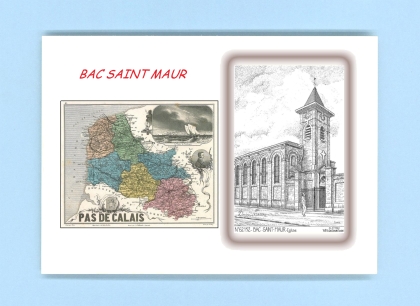 Cartes Postales impression Noir avec dpartement sur la ville de BAC ST MAUR Titre : eglise