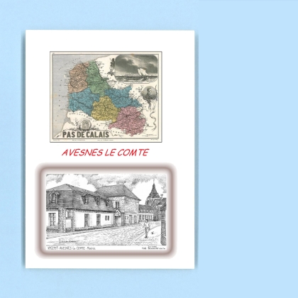 Cartes Postales impression Noir avec dpartement sur la ville de AVESNES LE COMTE Titre : mairie