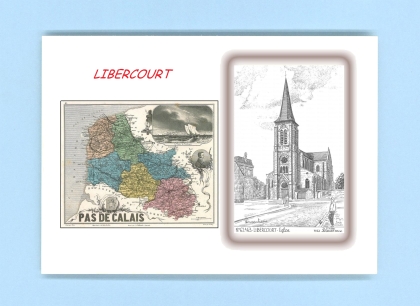 Cartes Postales impression Noir avec dpartement sur la ville de LIBERCOURT Titre : eglise