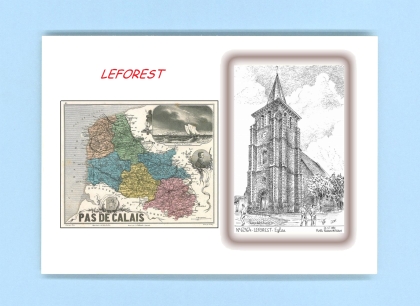 Cartes Postales impression Noir avec dpartement sur la ville de LEFOREST Titre : eglise