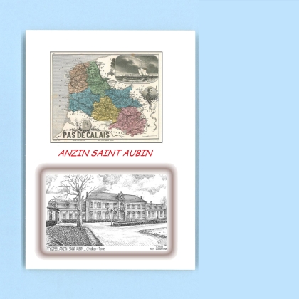 Cartes Postales impression Noir avec dpartement sur la ville de ANZIN ST AUBIN Titre : chateau (mairie)