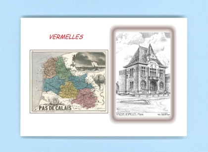 Cartes Postales impression Noir avec dpartement sur la ville de VERMELLES Titre : mairie