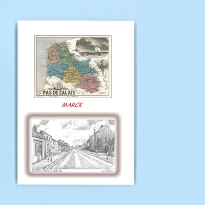 Cartes Postales impression Noir avec dpartement sur la ville de MARCK Titre : grande rue