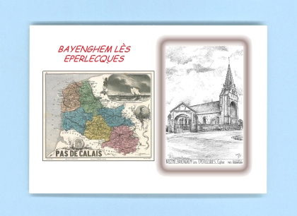 Cartes Postales impression Noir avec dpartement sur la ville de BAYENGHEM LES EPERLECQUES Titre : eglise
