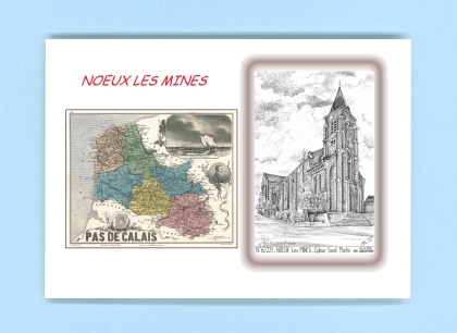 Cartes Postales impression Noir avec dpartement sur la ville de NOEUX LES MINES Titre : eglise st martin