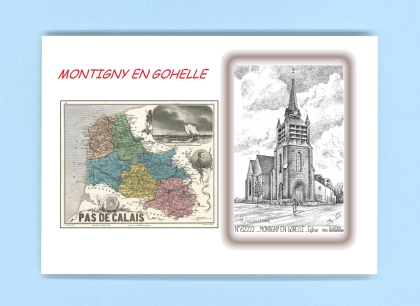 Cartes Postales impression Noir avec dpartement sur la ville de MONTIGNY EN GOHELLE Titre : eglise