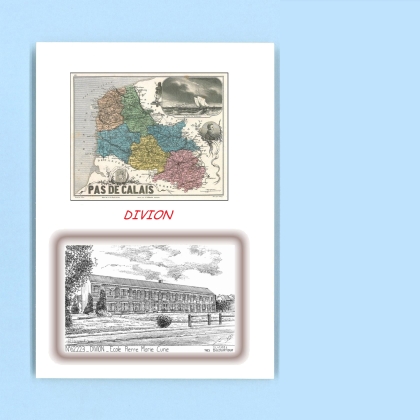 Cartes Postales impression Noir avec dpartement sur la ville de DIVION Titre : ecole pierre marie curie