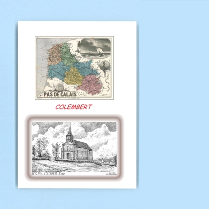 Cartes Postales impression Noir avec dpartement sur la ville de COLEMBERT Titre : eglise