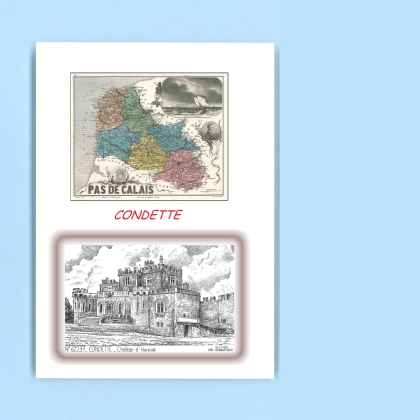 Cartes Postales impression Noir avec dpartement sur la ville de CONDETTE Titre : chateau d hardelot