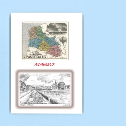 Cartes Postales impression Noir avec dpartement sur la ville de WIMEREUX Titre : vue