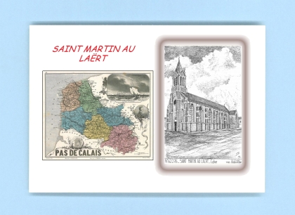 Cartes Postales impression Noir avec dpartement sur la ville de ST MARTIN AU LAERT Titre : eglise