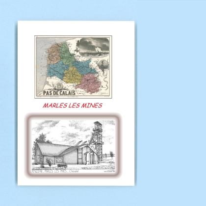 Cartes Postales impression Noir avec dpartement sur la ville de MARLES LES MINES Titre : chevalet