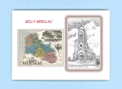 Cartes Postales impression Noir avec dpartement sur la ville de BILLY BERCLAU Titre : eglise