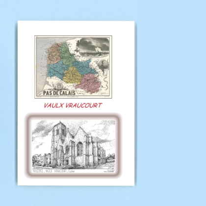 Cartes Postales impression Noir avec dpartement sur la ville de VAULX VRAUCOURT Titre : eglise