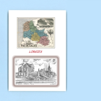 Cartes Postales impression Noir avec dpartement sur la ville de LORGIES Titre : mairie