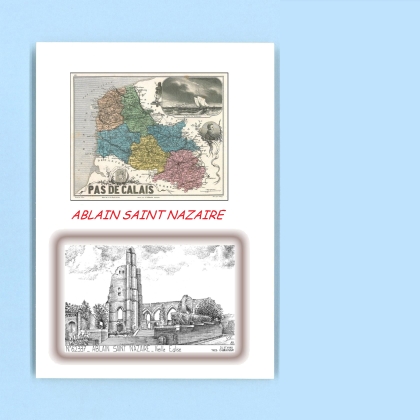 Cartes Postales impression Noir avec dpartement sur la ville de ABLAIN ST NAZAIRE Titre : vieille eglise