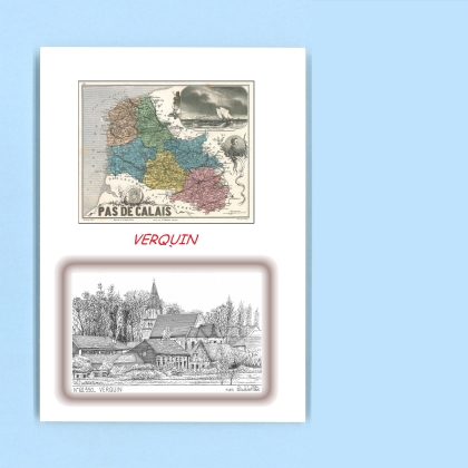 Cartes Postales impression Noir avec dpartement sur la ville de VERQUIN Titre : vue