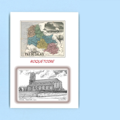 Cartes Postales impression Noir avec dpartement sur la ville de ROQUETOIRE Titre : eglise