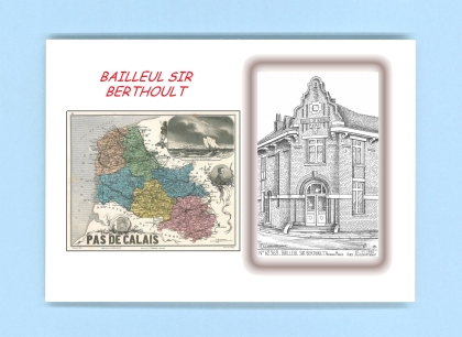 Cartes Postales impression Noir avec dpartement sur la ville de BAILLEUL SIR BERTHOULT Titre : ancienne mairie
