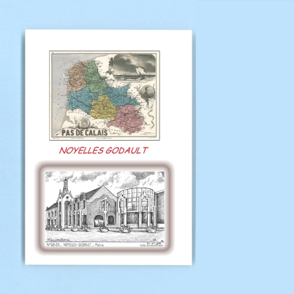 Cartes Postales impression Noir avec dpartement sur la ville de NOYELLES GODAULT Titre : mairie